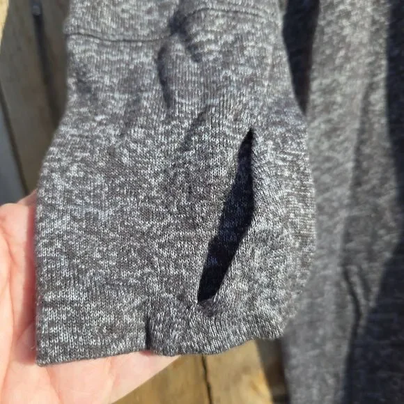 Athleta Harmony Wrap Hooded Cardigan Gray Open Front Drape Women Medium Stretchy - Picture 7 of 9
